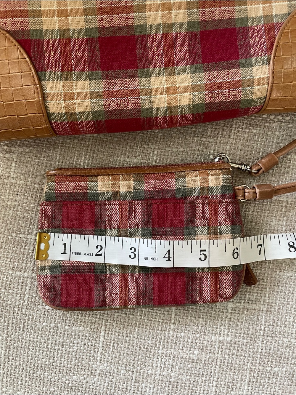 Vintage Longaberger Homestead Plaid Crossbody/Basket Weave Leather w/Wristlet - Picture 10 of 13